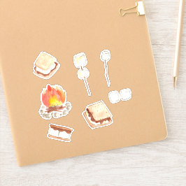 Smores camping verjaardagsfeestje stickers