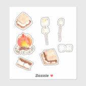 Smores camping verjaardagsfeestje stickers (Vel)