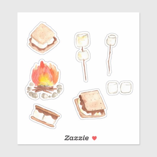 Smores camping verjaardagsfeestje stickers (Vel)