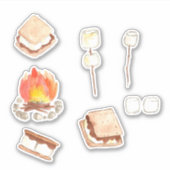 Smores camping verjaardagsfeestje stickers (Voorkant)