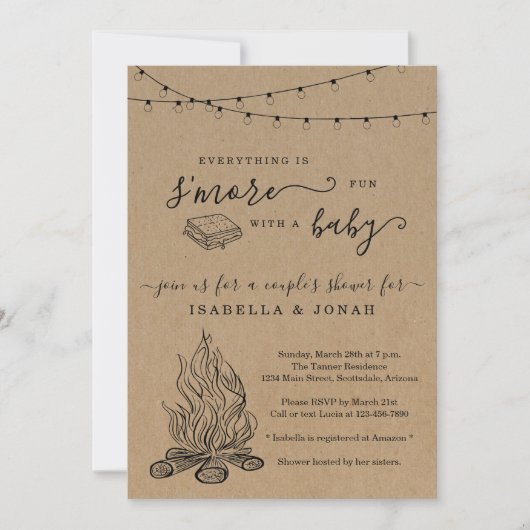 S'mores Couple's Baby shower Invitation Kaart (Voorkant)