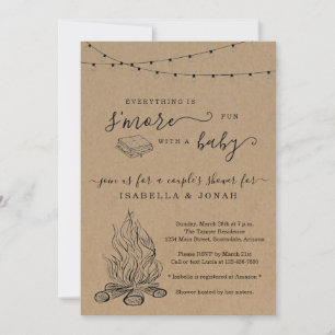 S'mores Couple's Baby shower Invitation Kaart