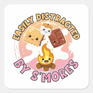 Smores Cute Campfire Camping Vacking Girls Vierkante Sticker