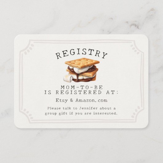 Smores Fall Bonfire Outdoor Baby Registry Insert Informatiekaartje (Voorkant)