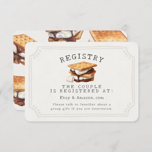 Smores Fall Bonfire Outdoor Bridal Registry Insert Informatiekaartje (Voorkant / Achterkant)