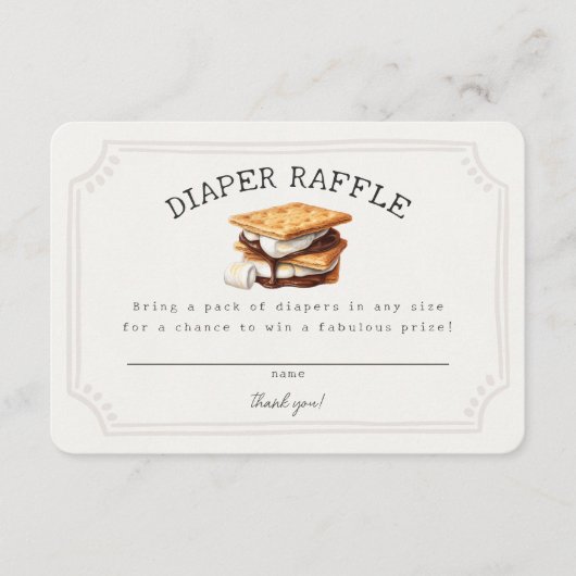 Smores Fall Bonfire Outdoor Diaper Raffle Insert Informatiekaartje (Voorkant)