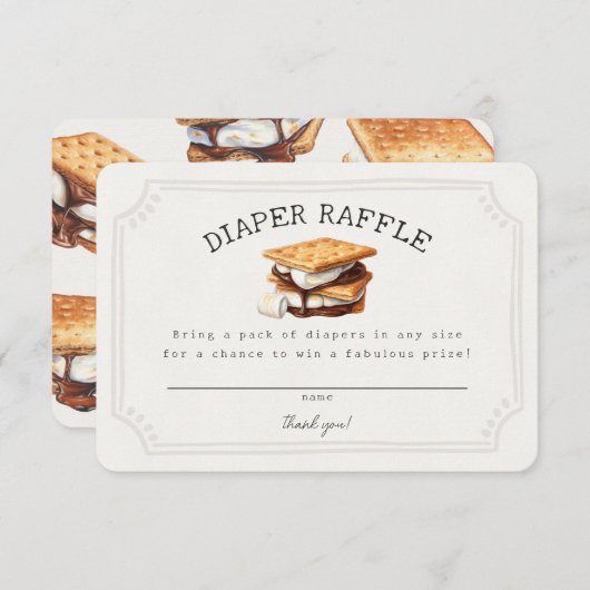 Smores Fall Bonfire Outdoor Diaper Raffle Insert Informatiekaartje (Voorkant / Achterkant)