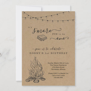 S'mores First Birthday Party Invitation Kaart