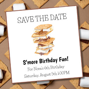 S'mores Fun 6e verjaardag Datum opslaan Save The Date