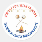 S'mores Fun Bonfire Achtertuin Cookout Friendsgivi Ronde Sticker (Voorkant)