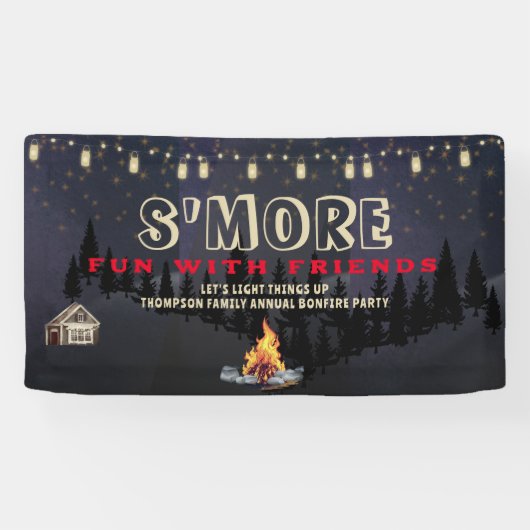 S'mores Fun Bonfire Achtertuin Cookout Friendsgivi Spandoek (Horizontaal)