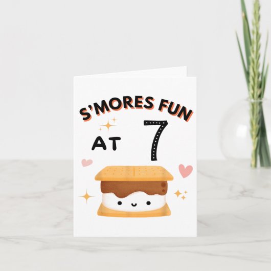 Smores Fun Camping Verjaardag 7 jaar oude Camper 7 Kaart (Voorkant)