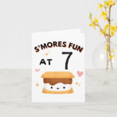 Smores Fun Camping Verjaardag 7 jaar oude Camper 7 Kaart (Gele Bloem)
