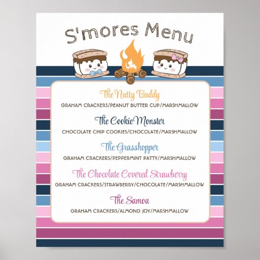 S'Mores geslacht onthullen partij bewerkbaar menu Poster (Voorkant)