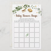 S'mores Greenery Baby shower Bingo Game (Voorkant / Achterkant)