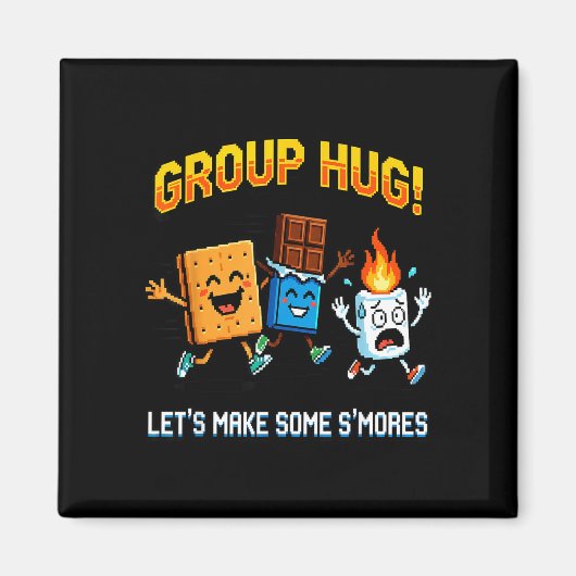 Smores groepsknuffel grappige gamer marshmallow li magneet (Voorkant)