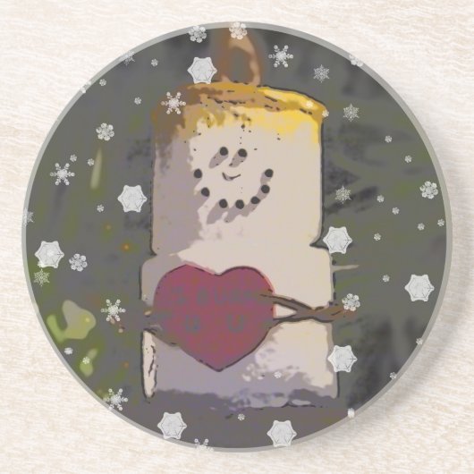 S'mores Guy in de sneeuw Zandsteen Onderzetter (Voorkant)