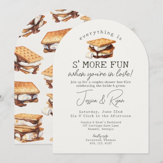 S'mores Herfst Bonfire Outdoor Couples Douche Kaart (Voorkant / Achterkant)