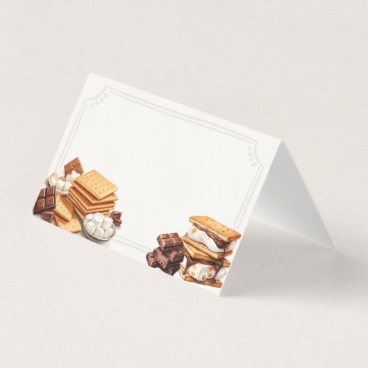 Smores Herfst Bonfire Outdoor Place Card Tafeldeco Kaart (Voorkant)