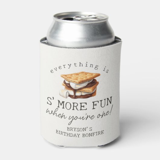 S'mores Herfst Kampvuur Buiten Eerste Verjaardag F Blikjeskoeler (Blikje Voorkant)