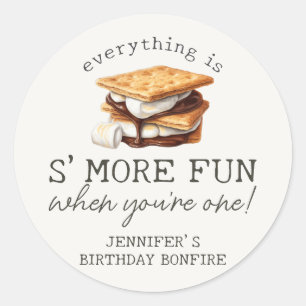 S'mores Herfst Kampvuur Buiten Eerste Verjaardag F Ronde Sticker