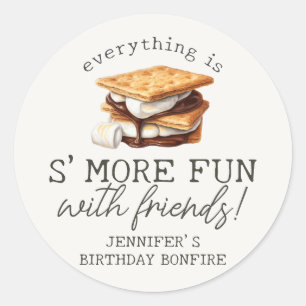 S'mores Herfst Kampvuur Buiten Verjaardagsfavoriet Ronde Sticker