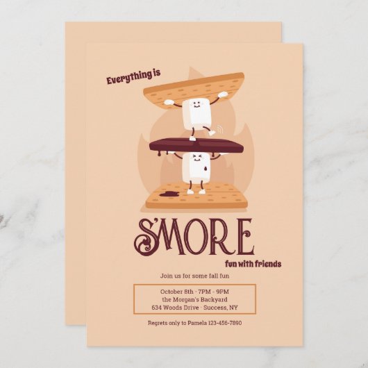 Smores Invitation Kaart (Voorkant / Achterkant)