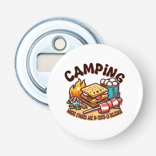 s'mores kamp button flesopener (Voorkant)