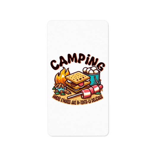 s'mores kamp etiket (Voorkant)