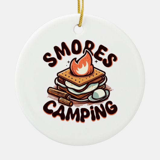 s'mores kamp keramisch ornament (Voorkant)