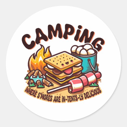 s'mores kamp ronde sticker (Voorkant)