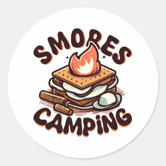 s'mores kamp ronde sticker (Voorkant)