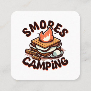 s'mores kamp vierkante visitekaartje
