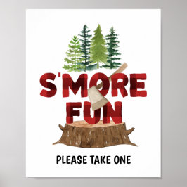 Smores Lumberjack Birthday Party Sign Poster