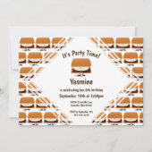 S'mores Pattern Cartoon Kids Birthday Uitnodiging (Voorkant)