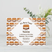 S'mores Pattern Cartoon Kids Birthday Uitnodiging (Staand voorkant)