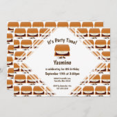 S'mores Pattern Cartoon Kids Birthday Uitnodiging (Voorkant / Achterkant)
