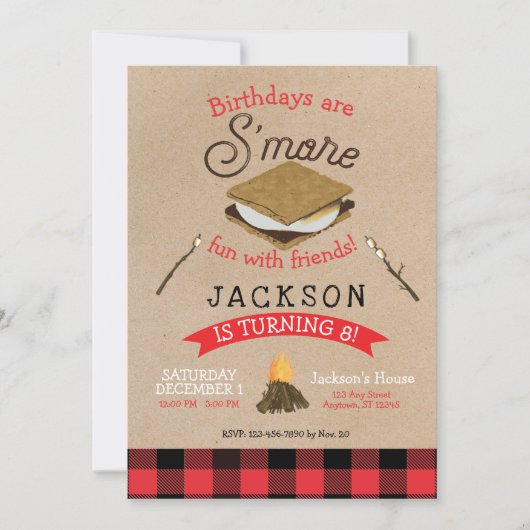 S'mores Plezier met Vrienden Flanel Verjaardag Kaart (Voorkant)