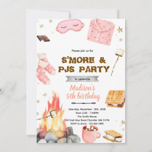 S'mores pyjama feest thema uitnodiging