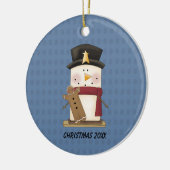 S'mores Snowman met GingerbroodKerstversiering Keramisch Ornament (Links)