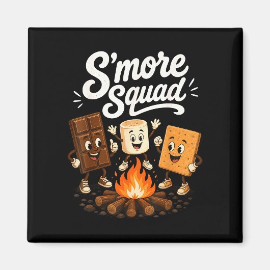 S'mores squad grappige marshmallow kampvuur magneet (Voorkant)