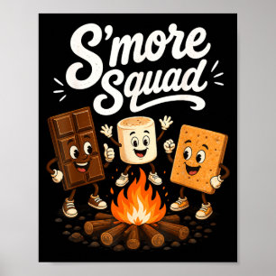 S'mores squad grappige marshmallow kampvuur poster