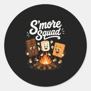 S'mores squad grappige marshmallow kampvuur ronde sticker