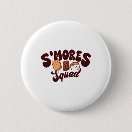 S'mores Squad Kamperen Kampvuur Chocolade Marshmal Ronde Button 5,7 Cm (Voorkant)