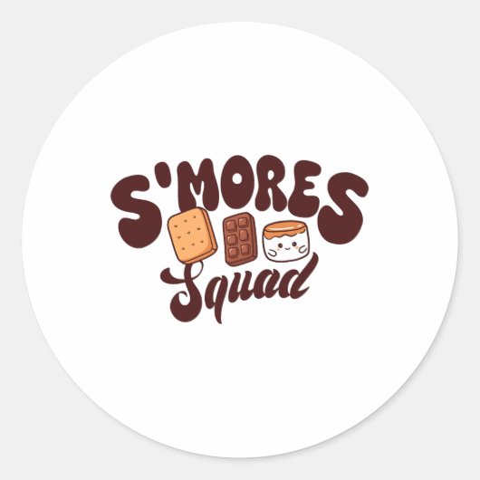 S'mores Squad Kamperen Kampvuur Chocolade Marshmal Ronde Sticker (Voorkant)