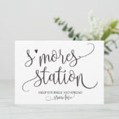 S'mores Station Favor Bruiloftsbord Bordkaartjes Kaart (Staand voorkant)