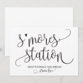 S'mores Station Favor Bruiloftsbord Bordkaartjes Kaart (Voorkant / Achterkant)