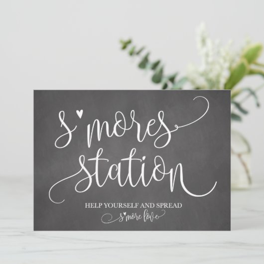 S'mores Station Favor Party Signage 5x7 Kaart (Staand voorkant)