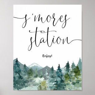 S'mores station smores bar rustige bergen poster