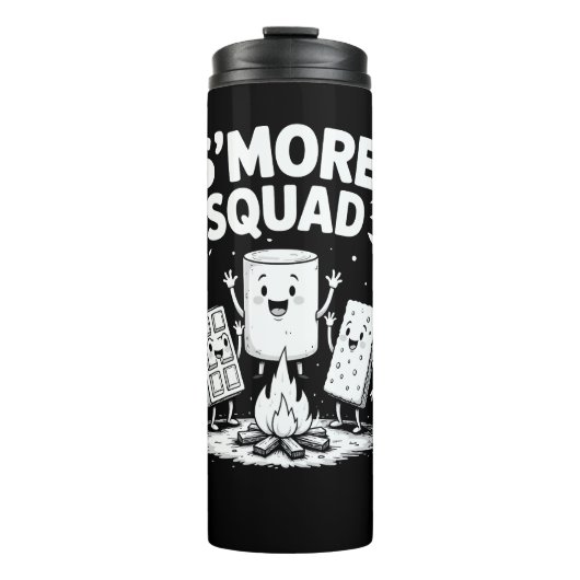 S'mores-team Camping Kampeer vuur Cute Marshmallow Thermosbeker (Voorkant)